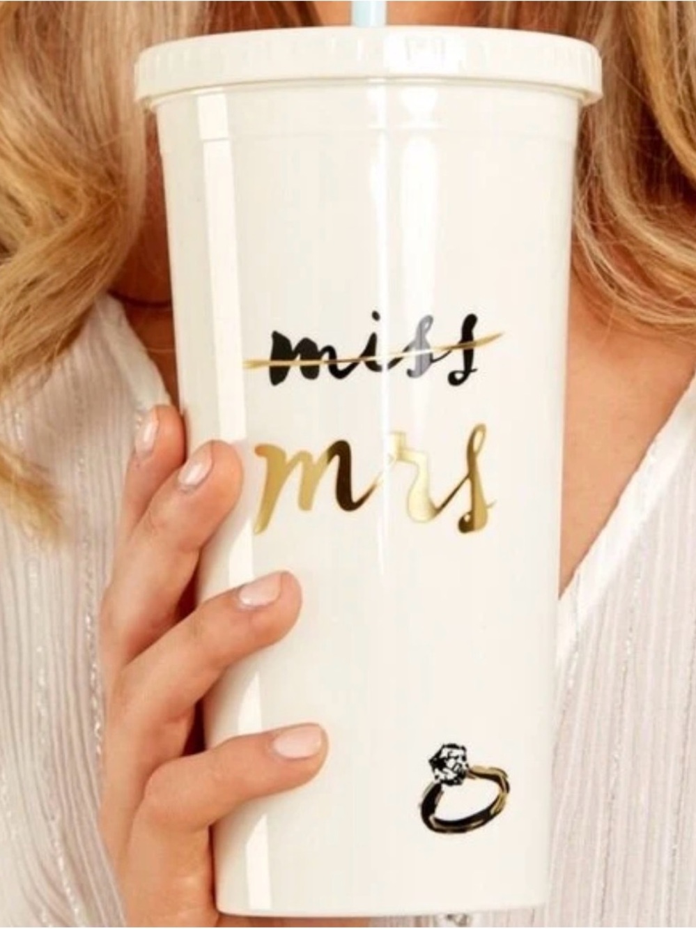 kate spade White Tumbler with Gold 'mrs' Script